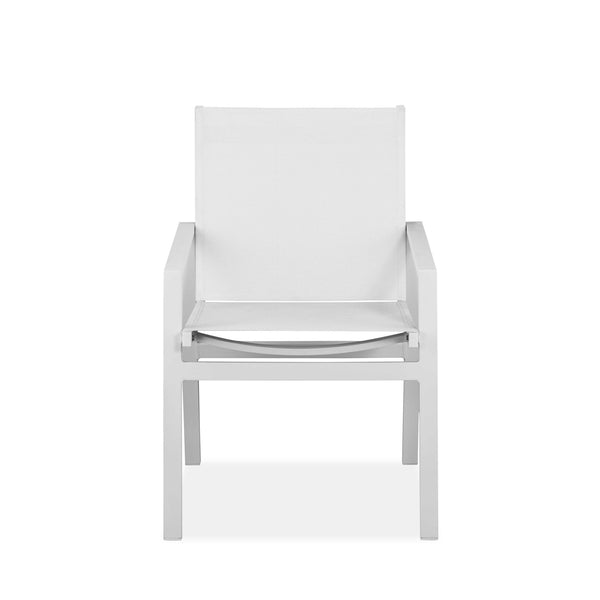 Set of 2 White Aluminum Dining Armed Chairs