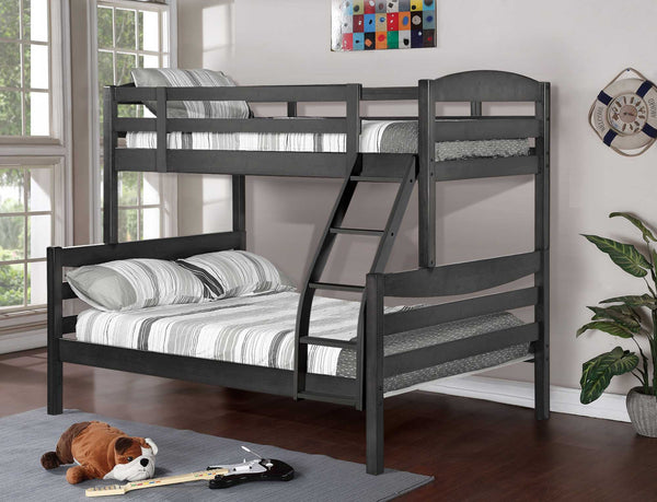 Transitional Grey Finish Twin over Full Bunk Bed