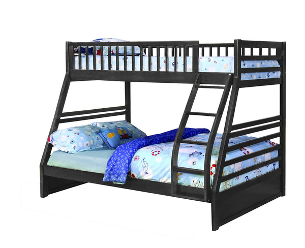 contemporary Grey Finish Wood Twin over Full Bunk Bed