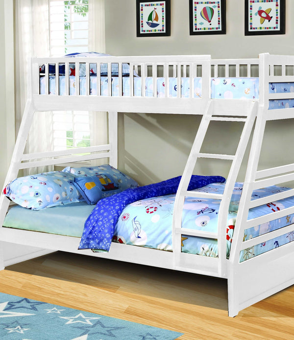 Contemporary White Finish Twin over Full Bunk Bed