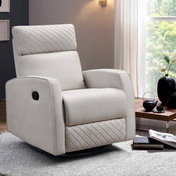 3.31" X 37.4" X 39.4" Cream Air Leather - Glider & Swivel Manual Recliner