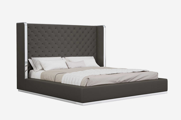 60 X 91 X 91 Dark Gray Faux Leather Bed King