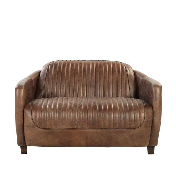 50' X 37' X 31' Retro Brown Leather Loveseat