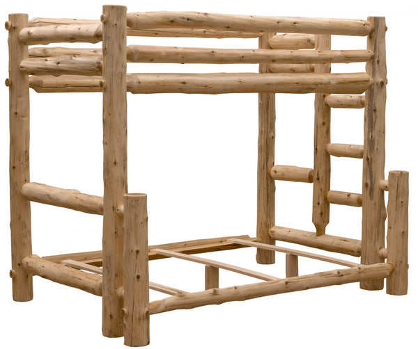 Rustic and Natural Cedar Single Ladder Left Log Bunk Bed