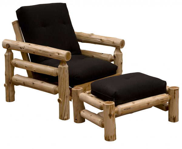 Authentic Log Cabin Natural Cedar Futon Chair and Ottoman Set