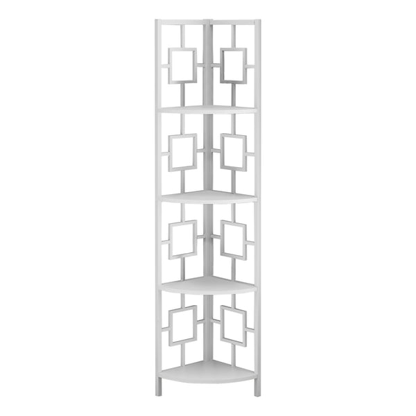 62" Bookcase WhiteandWhite Metal Corner Etagere with 4 shelves