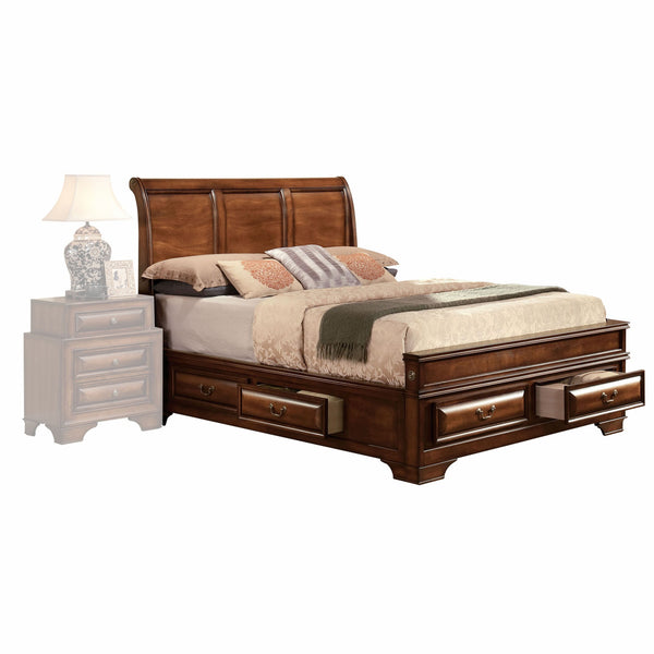 Brown Cherry Queen Bed wirth Storage Drawers