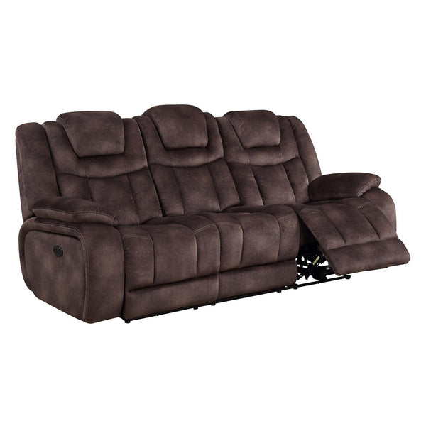 Chocolate Power Reclining Sofa with Adjustable Power Headrest  Reading Lights and USB Port