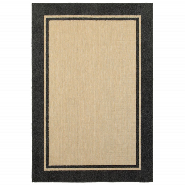 3' x 6' Sand and Black Border Indoor Outdoor Area Rug