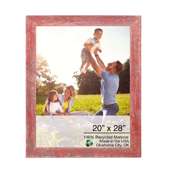 20" x 28" Rustic Farmhouse Red Wood Frame