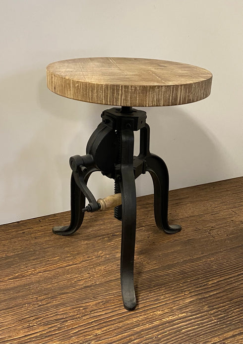 Industrial Adjustable Rustic Crank Stool