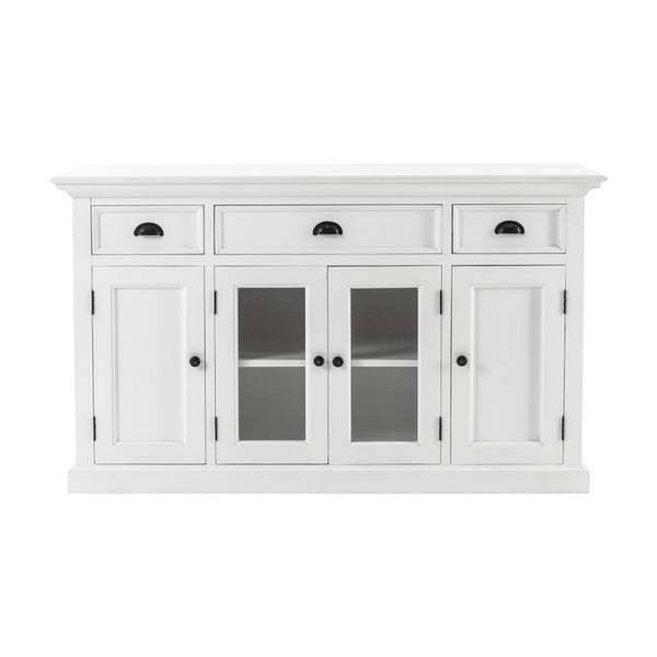 White Accent Cabinet with Glass Doors