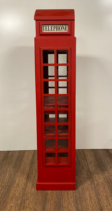 Vintage Red Wooden Phone Booth Bar Cabinet