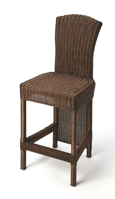 Chocolate Wicker Rattan Counter Stool