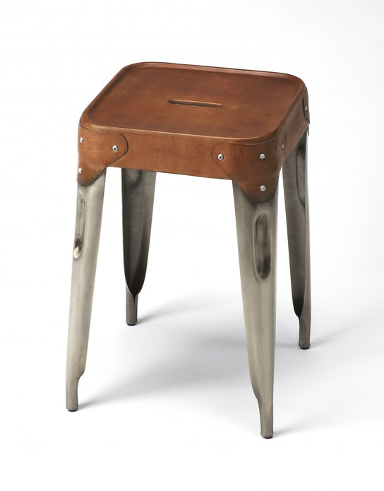 Brown Leather Counter Stool