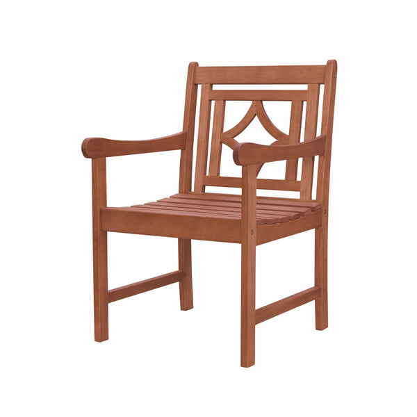 Brown Dining Armchair with Decorative Back