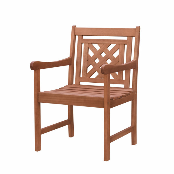 Brown Dining Armchair with Hatched Back