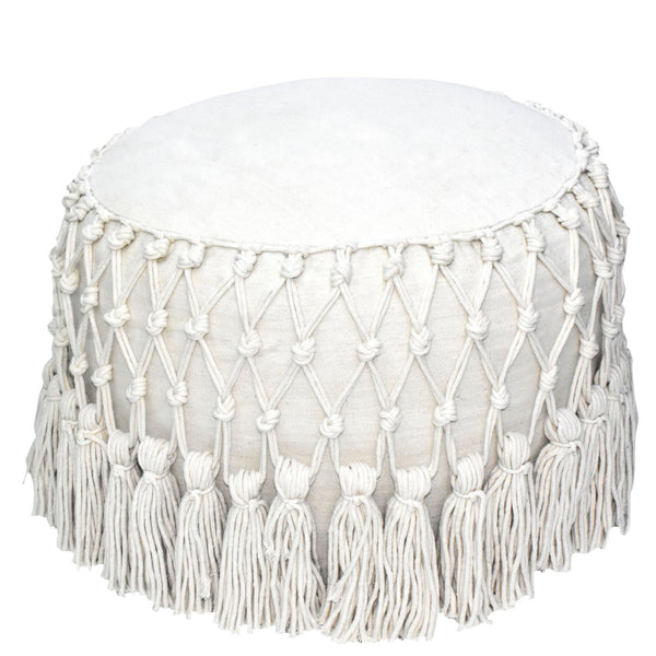 Boho Macrame Natural Pouf Ottoman