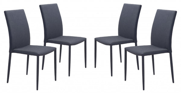 Set of Four Black Restaurant Quality Sleek Dining Chairs