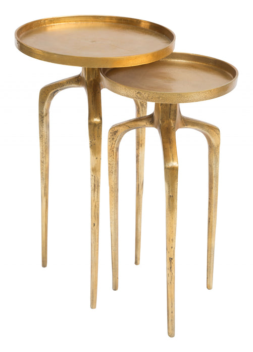 Set of Two Antique Gold Accent Tables