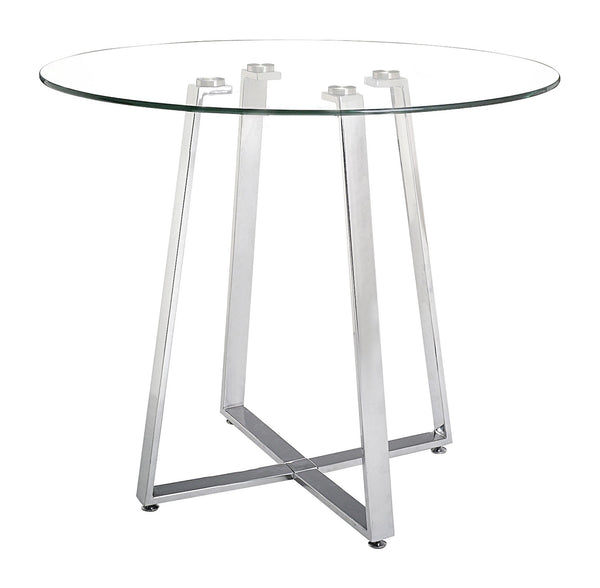 Mod Geo Chrome and Glass Round Dining Table