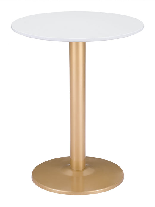 Gold and White Pedestal Bistro Table