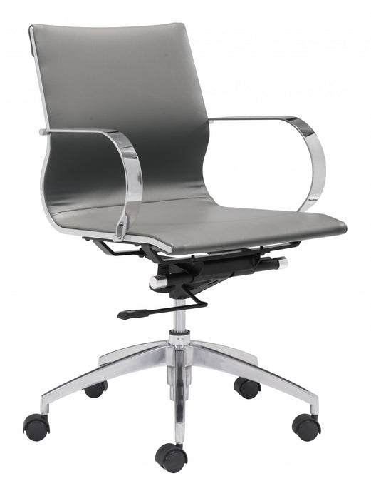 Gray Ergonomic Conference Room Low Back Rolling Office Chair