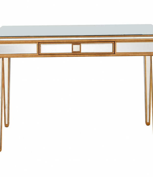 Antiqued Gold Finish Console Table