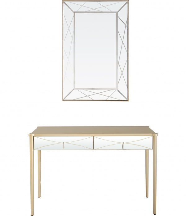 Champagne Finish Mirror and Console Table