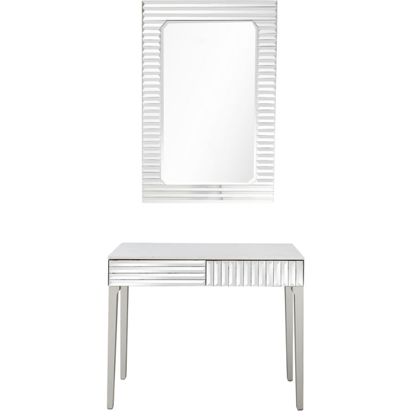 Silver Striped Mirror and Console Table