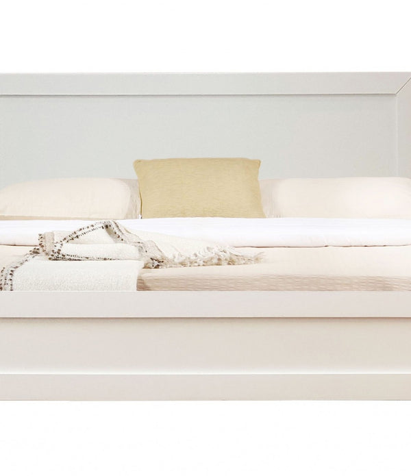 White Wood Queen Platform Bed