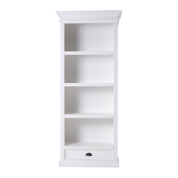 Classic White Bookcase With One Drawer