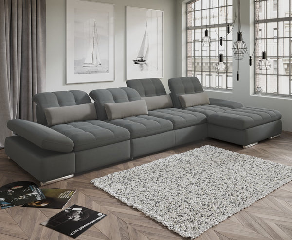 Mod Gray Three Piece Sectional Sofa with Storage and Two Chaises