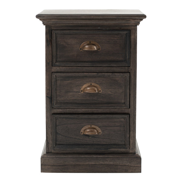 Black Wash Three Drawer Nightstand