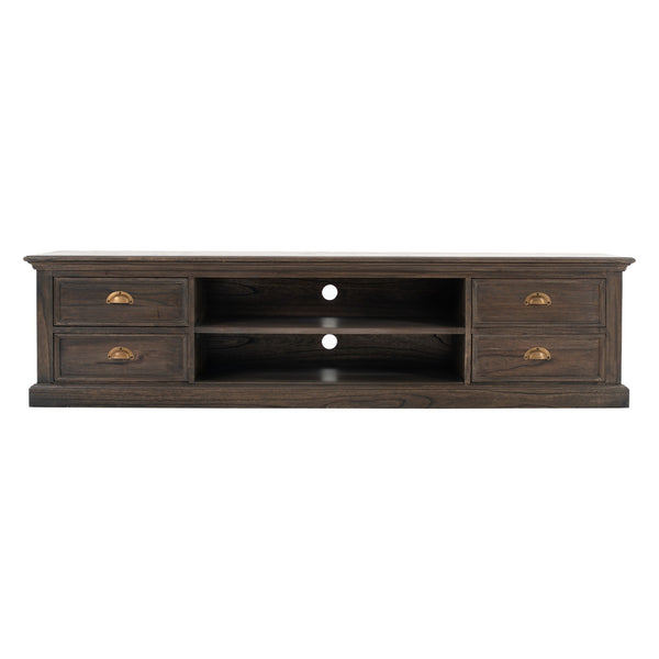 71" Black Wash Wood Entertainment Unit with Four Drawers