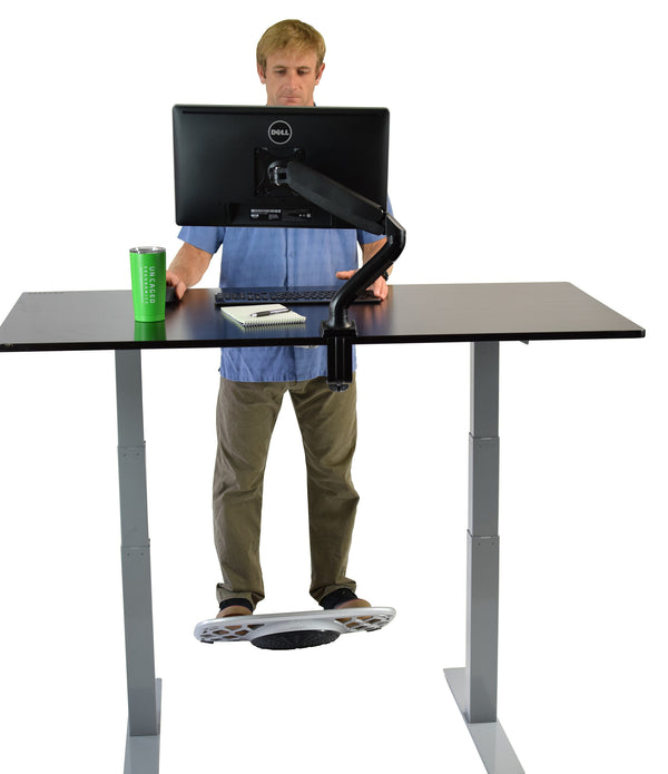 Gray Bamboo Dual Motor Electric Office Adjustable Computer Desk