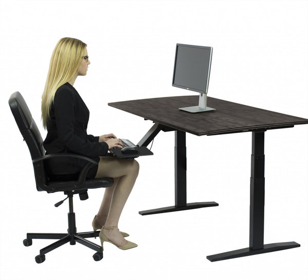 Black on Black 52" Bamboo Dual Motor Electric Office Adjustable Computer Desk