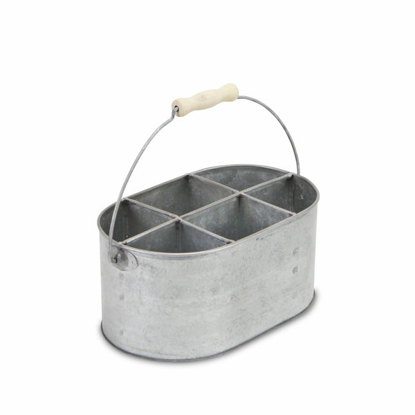 Six Slot Galvanized Metal Utensil Holder