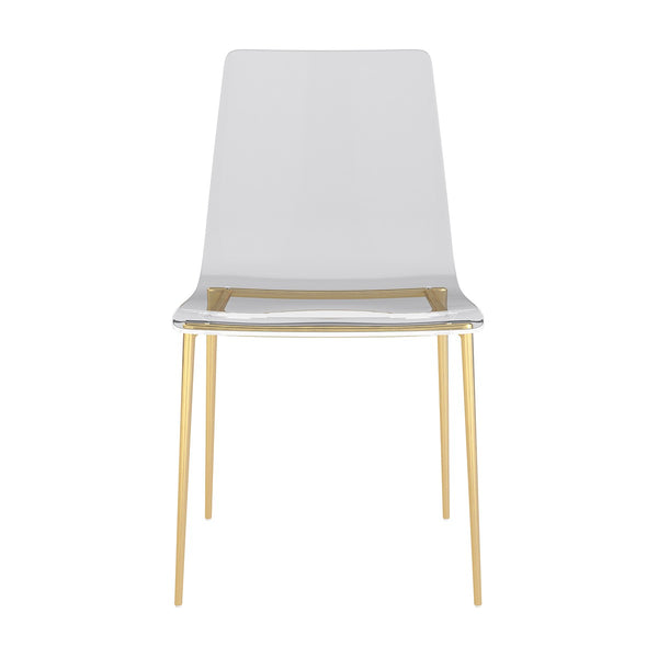 Set of Two Acrylic and Gold Steel Chairs