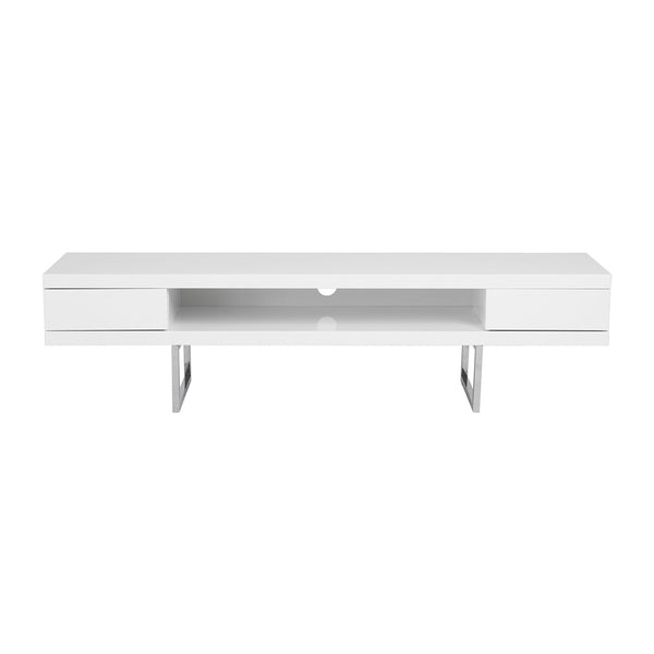 High Gloss White on Chrome TV Stand Media Center