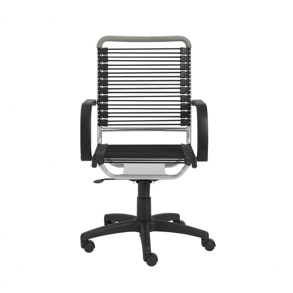 43" Chrome and Black Round Bungee High Back Office Chair