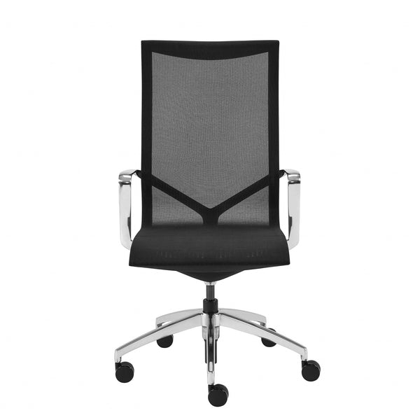 High Back Black Mesh Aluminum Base Office Chair