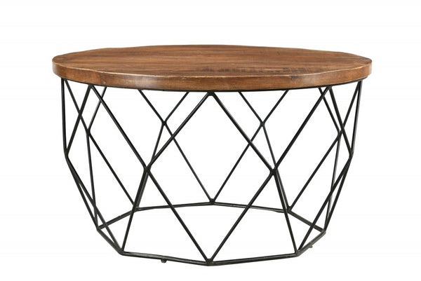 Geometric Wood and Iron Coffee Table