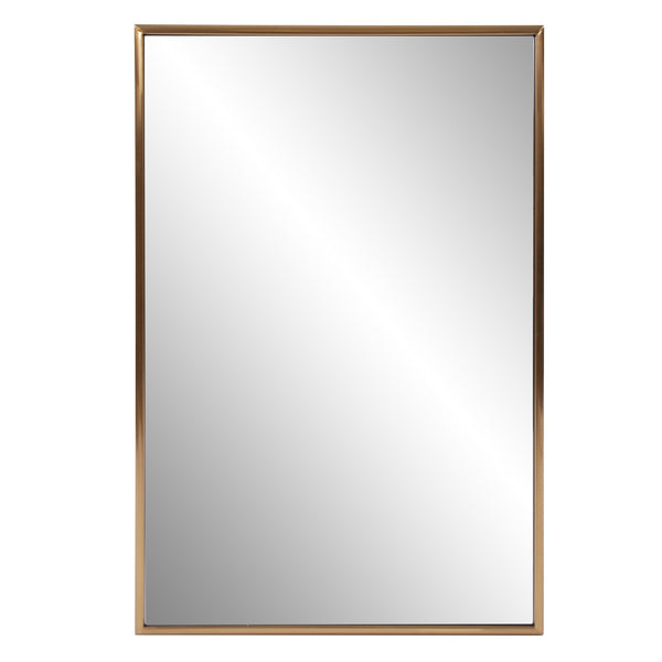 Antiqued Brushed Brass Rectangular Wall Mirror