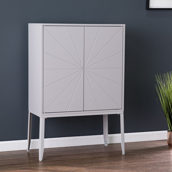 Gray Sunburst Chic Accent Storage Cabinet