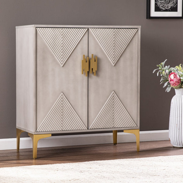 Graywash Textured Geo Contemporary Accent Cabinet