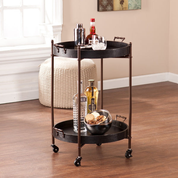 Spyro Black and Bronze Rolling Bar Cart Server