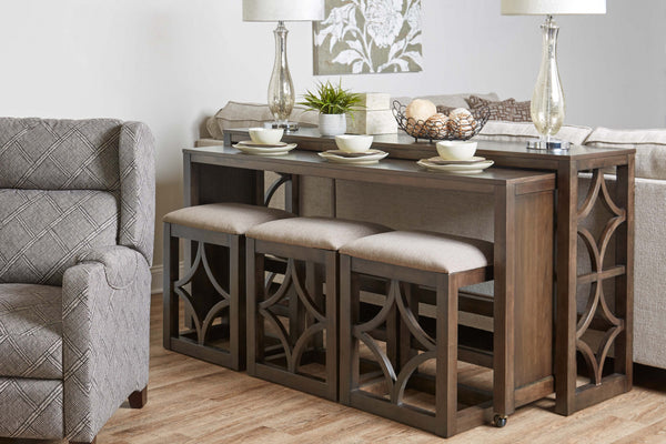 Stylish Brown Multi Functional Five Piece Sofa Table Bar Set