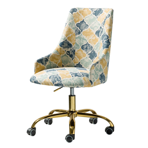 Shades of Blue and Yellow Quatrefoil Rolling Office Chair