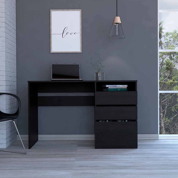 Echo Black Computer Desk with Three Drawers